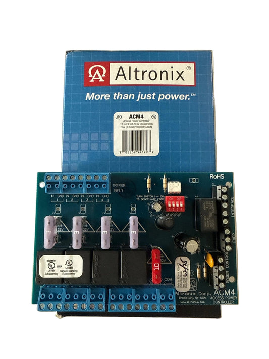 Altronix ACM4 access control power supply with 4 port distribution and fuse protection for door security systems
